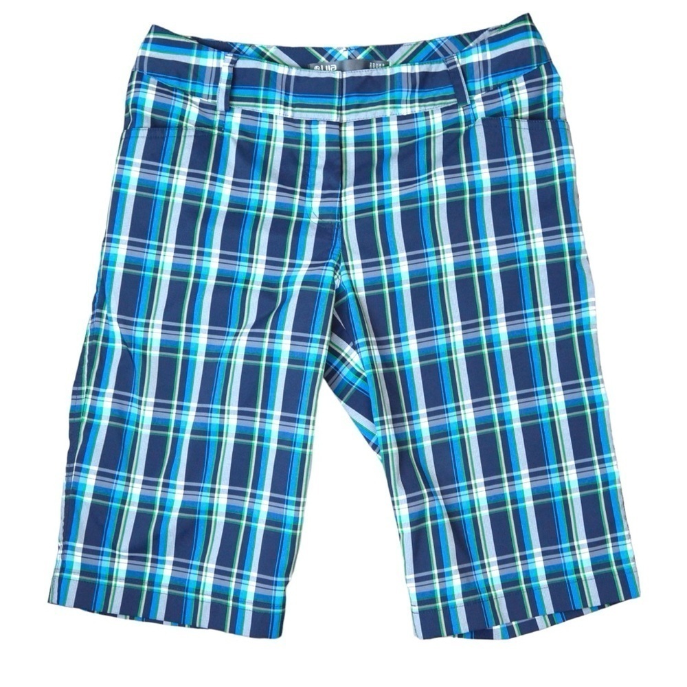 LIJA Above‎ Knee Mid-Rise Plaid Golf Shorts, Size 8